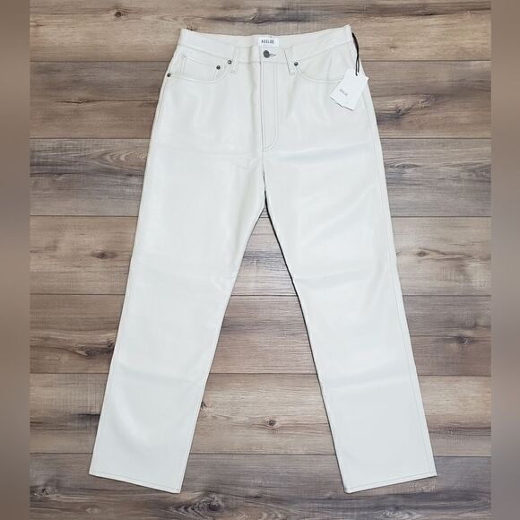 Agolde Recycled Leather 90's Pinch Waist Pants In Powder Size 30 NWT - Picture 7 of 15